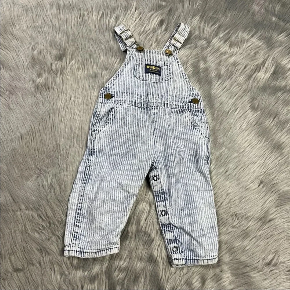 Vintage Oshkosh Bgosh Acid Wash Rail Road Stripe Overalls Made USA